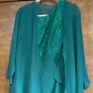 NWT-Mother of The Bride Dresses for Wedding 2 Piece Chiffon Lace 3/4 sleeve